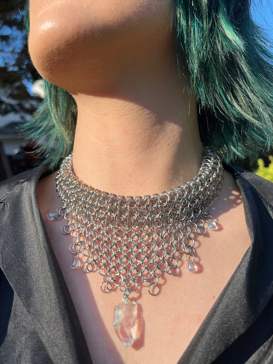 Quartz chainmail bandana, 15-18 inches